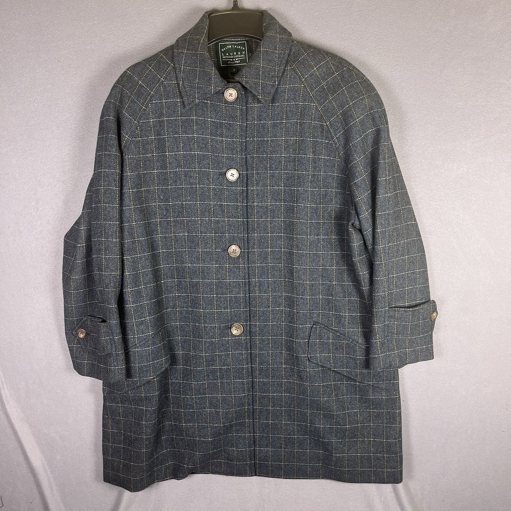 Ralph Lauren‎ Wool Windowpane Plaid  "Walker" Coat Women's Size 4